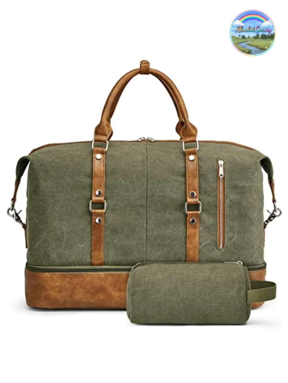 Canvas Duffle Bag for Men Overnight Travel Weekender with Shoe Compartment and